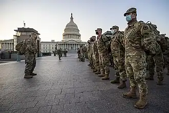 National Guardsmen secure the Capitol building in preparation for President elect Joe Biden.