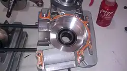 Crankcase with Loctite 574 sealant applied.