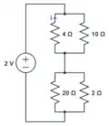 this circuit where i = -11/36 = -.3056 plus