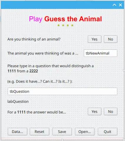 Game of Animal in Gambas