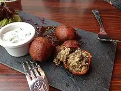 Haggis served in the style of pakora.