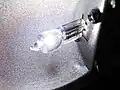 A halogen lamp in operation.