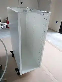 Our first cabinet frame, ready assembled. For learning purposes, we began with the smallest.