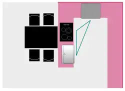 Another 2-axis kitchen with a peninsula; for this one you'll need an accomplished plumber