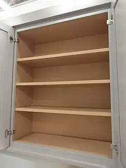 shelves in a wall cabinet