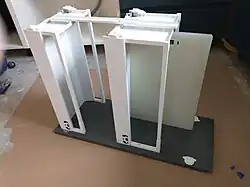 Trying out if there is enough height for the designated content (here: a large cutting board).