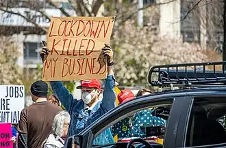 An anti-lockdown protestor in Columbus, Ohio.