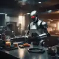 Cooking robot, and slightly humorous, thereby possibly best image for Cooking robots
