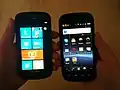 A Samsung Focus running Windows Phone and 2010 Google Nexus S.