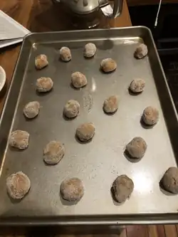 Balls of dough on a sheet