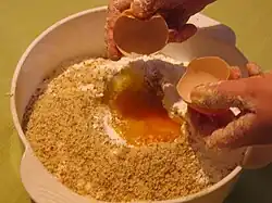 Adding the eggs