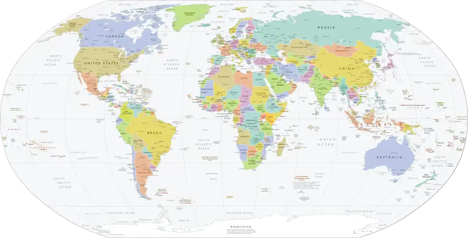 Political world map from the CIA World Factbook
