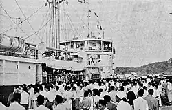 Bruneian pilgrims to Mecca boarding the Perlis in 1959