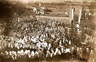 People's gathering in front of Catholic Church of St. Elijah&nbsp;[bs] on a holy day (1932)