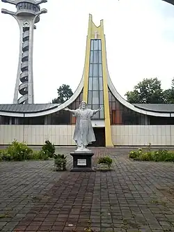 Front of a modern church