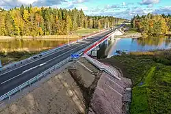 A bridge over Tikhaya River&nbsp;[ru] in Priozersky District in Leningrad Oblast.[4]