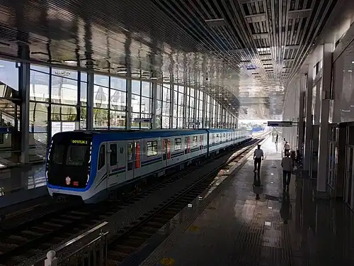Image 25A new train Moskva at newly opened station Do'stlik-2 (from Tashkent Metro)