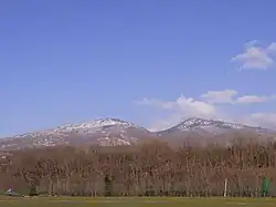 Mount Neko (left) and Mount Azumaya, spring
