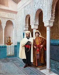 Dignatary couple in a palace or Moroccan Sephardic couple, Auguste Raynaud [fr], 1890, Musée d'Art et d'Histoire de Narbonne