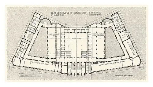 Ground floor plan of Austrian Postal Savings Bank