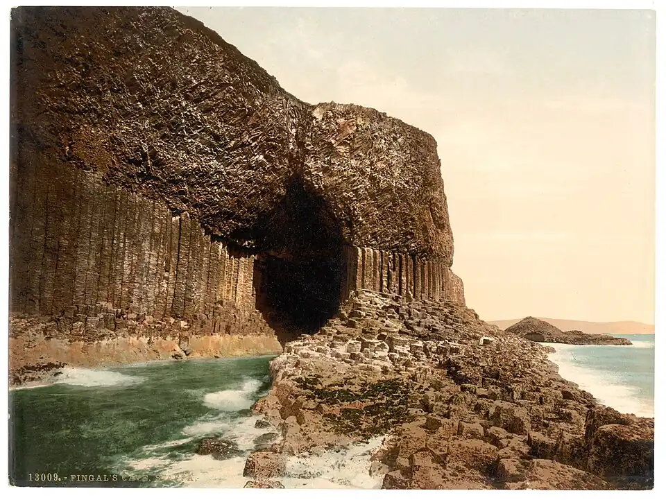 Entrance to Fingal's Cave near low tide, 1900