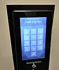 Touchscreen controls installed in 2021 in the 1021 O Street office building in Sacramento, California