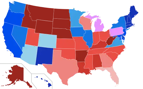 House seats by party holding plurality in state
