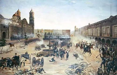 April 2, 1867. General Porfirio Díaz Entry at Puebla, by Francisco de Paula Mendoza, 1902.