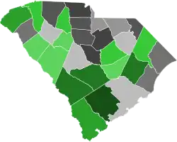 Gray counties were won by Orr and green counties were won by Hampton
