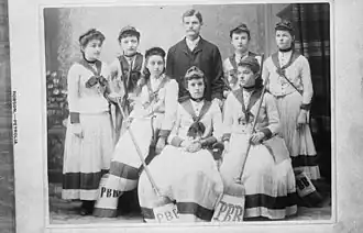 Early 1900s: Girls broomball team in Canada