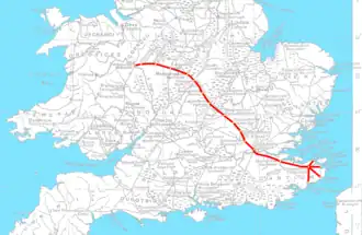 Map showing Watling Street