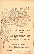 1920 AJC All- Aged Stakes racebook front cover