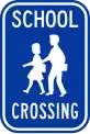 School crossing (White on blue) (Ontario) (1955)
