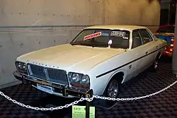 Last Australian Valiant built, August 28, 1981 was this Chrysler CM Valiant, a white 4.0 litre automatic sedan seen here on display prior to auction in 2003
