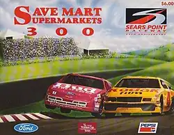 The 1993 Save Mart Supermarkets 300K program cover, featuring Bill Elliott and Ernie Irvan.