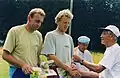 1st European Rogaining Championships 2003. Prize giving ceremony. From left: Petr Bořánek, Miroslav Seidl (Czech Republic)