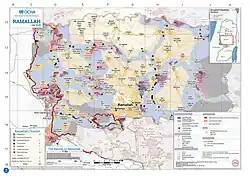 2018 United Nations map of the area, showing the West Bank