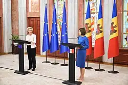 Image 17Ursula von der Leyen, President of the European Commission, and Maia Sandu, President of Moldova on 31 May 2023. (from History of Moldova)