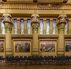 Interior of the Temple maçonnique des Amis philanthropes in Brussels (Belgium), an example of an Egyptian Revival interior