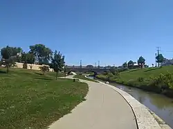 Stone bridge crossing stream