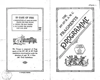 The programme cover of a performance by the "29th Division RAMC Fragments", (Imperial War Museum).