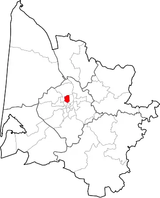 Location of the canton of Le Bouscat in the Gironde department.
