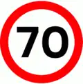 Maximum speed limit of 70&nbsp;mph (112&nbsp;km/h) (only used on Scottish motorways and UK special roads)
