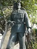 Statue of Filipino general Edilberto Evangelista who fought the Spanish forces in the Battle of Zapote Bridge located on the southern end of the bridge