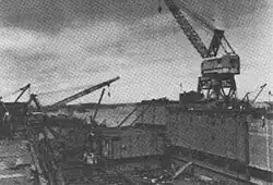 USS ABSD-6 being assembled at Apra Harbor, Guam in 1945