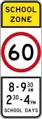 (R4-V106) 60&nbsp;km/h Speed Limit School Zone (used in Victoria)