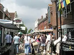 Pedestrianised section of West Street, Havant, on market day