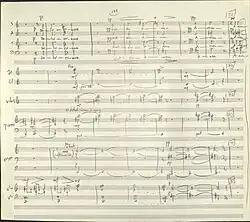 a page of music from the composer in 1983