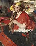 Peasant Woman with Red Shawl by Abram Arkhipov