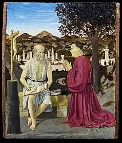 Piero della Francesca St. Jerome and Donor, 49 × 42&nbsp;cm